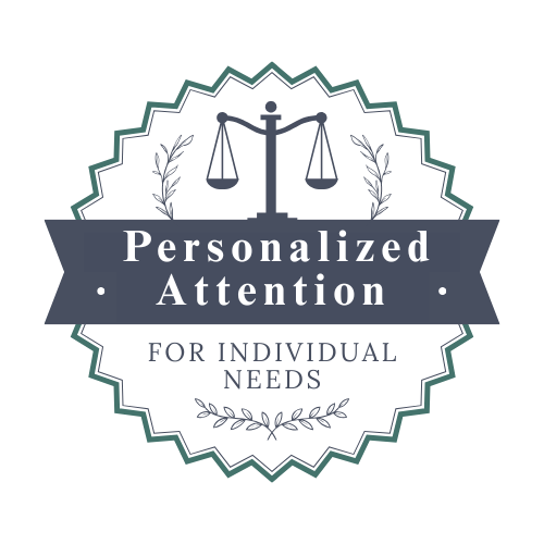 Personalized A seal guaranteeing 'Personalized Attention for Individual Needs' for our San Diego divorce mediation clients.
