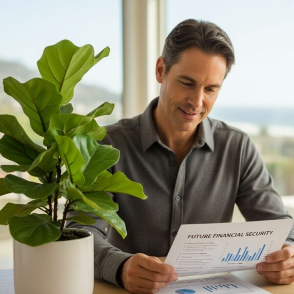 A person reviews a financial savings plan