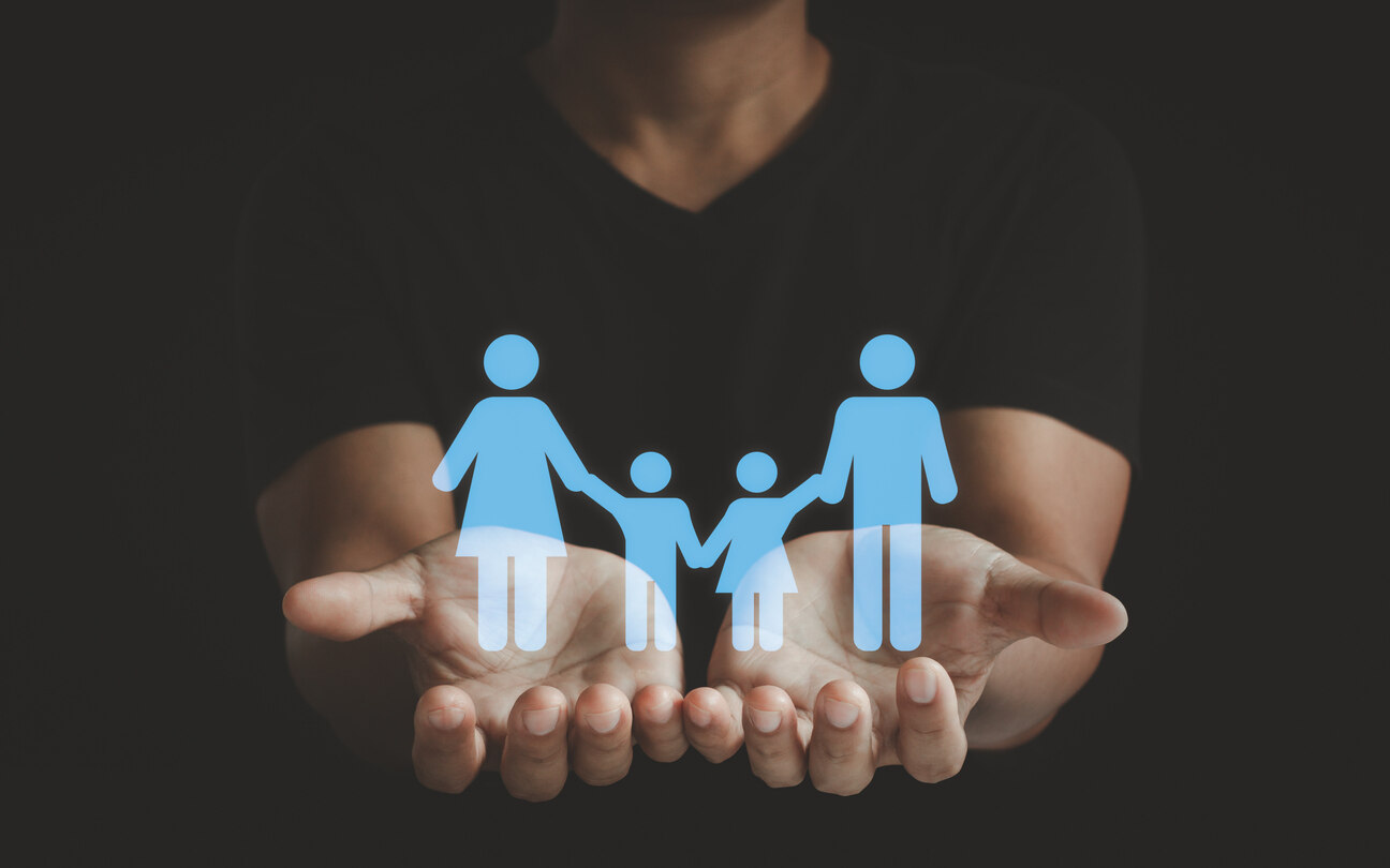 Parental Rights Through Mediation Parental rights mediation in San Diego, California, symbolized by digital family icons held in hands, representing the importance of protecting family bonds through mediation.
